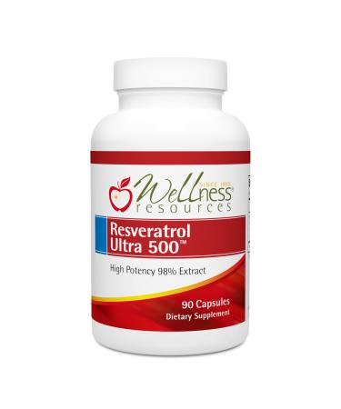 Wellness Resources Resveratrol Ultra 500 - High Potency 98% Trans-Resveratrol 500mg Per Capsule (90 Capsules) - Bioactive Resveratrol Supplement