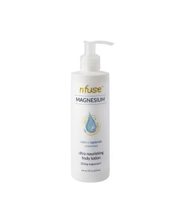 nfuse Natural Magnesium Body Lotion - Mg++ Delivery Technology - Pure Magnesium Chloride U.S.P. - Fragrance Free - Unscented: Calm + Replenish - 8 oz