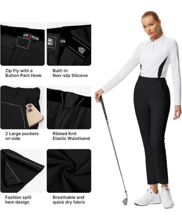 JACK SMITH Women's Golf Pants | Stretch Lightweight Work Pant with Pockets | Quick Dry Water Resistant Casual Trousers | S-XXL, Black - Buy Online on GoSupps.com