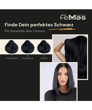 Femmas Hair Color Black 1 | Professional Cream with Argan Oil Keratin & Ceramides | Permanent Hair Coloring for Radiant Results | 100ml Pack - Buy Online on GoSupps.com