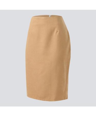 Women's Elegant A-Line Ball Dress - Casual Elastic Knee-Length Skirt in Khaki | Stylish & Comfortable Leisure Skirt for Every Occasion - Buy Online on GoSupps.com