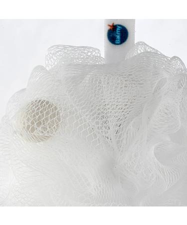 4 Pack Shower Puffs With Soap Pieces - White Soap - Premium Quality Loofah Exfoliating - Buy Online on GoSupps.com