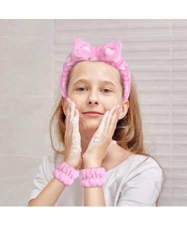 Spa Headband and Wristband Set - Towel Bow Tie, Scrunchies, for Women - Makeup, Face Washing, Shower, Yoga - Buy Online on GoSupps.com