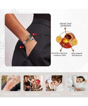 Ksjehw 3-Piece Lymph Detox Titanium Steel Magnetic Band & Ring for Men - 3500 Gauss Relief Black - Buy Online on GoSupps.com