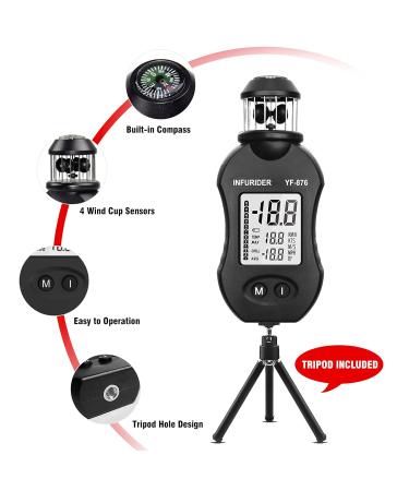 Handheld Wind Measuring Device - Infurider YF-876 Digital Anemometer for Outdoor Activities HVAC & Drones | Accurate Wind Speed & Compass - Buy Online on GoSupps.com