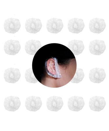 100 Pack Disposable Ear Protectors Elastic Clear Plastic Waterproof Ear Protectors Ear Protector Caps Ear Cover Caps