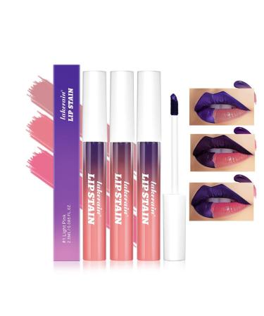 Baorder 3 Pcs Peel Off Lip Stain Lip Tint Set,Matte Peel Off Lip Gloss,Matte Liquid Lipstick Nude Waterproof Lip Stain Non-Stick Cup Peel Off Lip Liner Lip Makeup