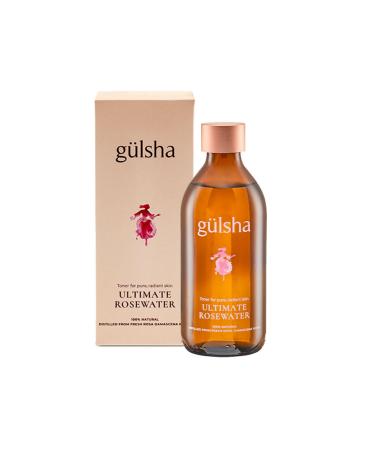 GULSHA ULTIMATE ROSEWATER Natural Rosa Damascena Flower Water Cleanses Nourishes and Tones Skin Restores Radiance to Your Skin Free from Chemicals 100% Natural Glow Rose Essence 250ml/8.45fl oz