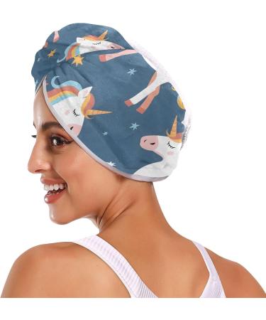 Seamless Unicorn Moon Star Hair Towel 2 Pack | Super Absorbent Quick Dry Hair Turbans for Women & Girls - Buy Online on GoSupps.com