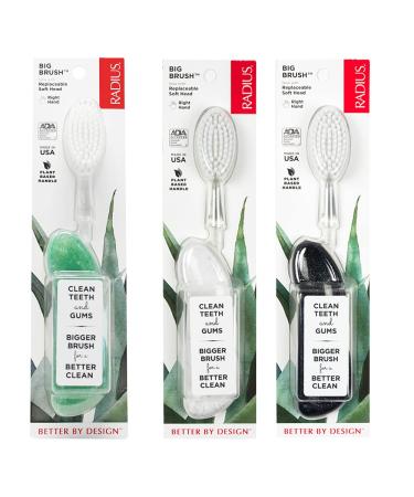 RADIUS Big Brush BPA Free & ADA Accepted Toothbrush Designed to Improve Gum Health & Reduce Gum Issues - Right Hand - Midnight Sky/ Marble/ Soda Pop Eco Grind - Pack of 3 Midnight Sky/ Marble/ Soda Pop Eco Grind Pack of ...