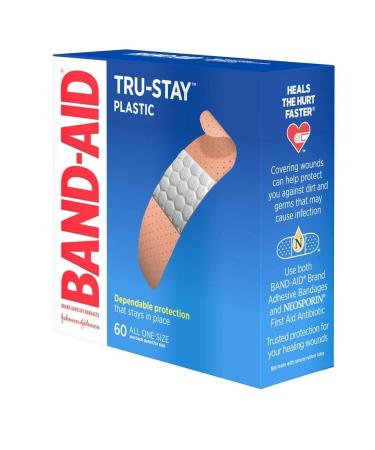 Band-Aid Brand Tru-Stay Plastic Strips Adhesive Bandages All One Size 60 Count - Buy Online on GoSupps.com
