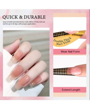 Rechoo Builder Gel 15ml - Pink Orange Nail Extension Set with 50 Nail Forms | 5-in-1 French Nail Art & Design - Buy Online on GoSupps.com