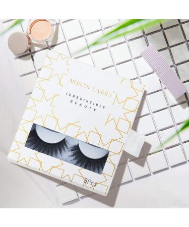 Arison 3D False Eyelashes - Reusable Long & Thick Handmade Dramatic Lashes (D42) | 3 Pairs for Stunning Makeup - Buy Online on GoSupps.com