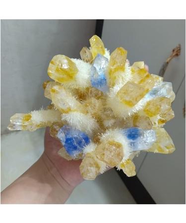 Shop Jukuckv Yellow Blue Quartz Crystal Cluster - 800g Spiritual Support Mineral Sample for Healing - Buy Online on GoSupps.com