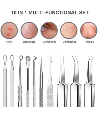 Blackhead & Pimple Popper Tool Kit for Nose & Facial Pore - Blemish Extractor for Men & Women - Christmas Present in Silver - Buy Online on GoSupps.com