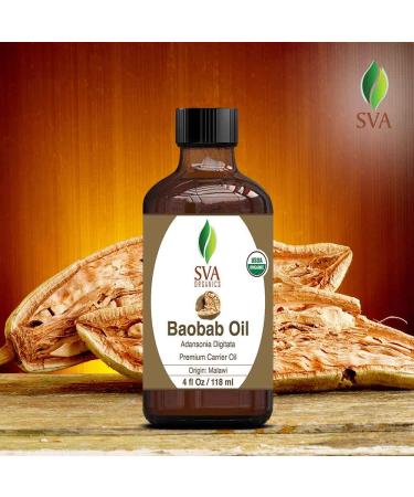 Buy SVA Organic Baobab Seed Oil 4 Fl Oz - 100% Natural Cold Pressed Oil for Face Skin Hair & Massage - Ideal Carrier Oil with Dropper - Buy Online on GoSupps.com