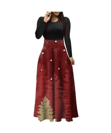 Christmas sweater clothing shopie christmas dresses elegant Christmas sweater evening dress sweatshirt long-sleeved shirt winter dress party dress a-line dress dress dress dress-up party dress watermelon red l