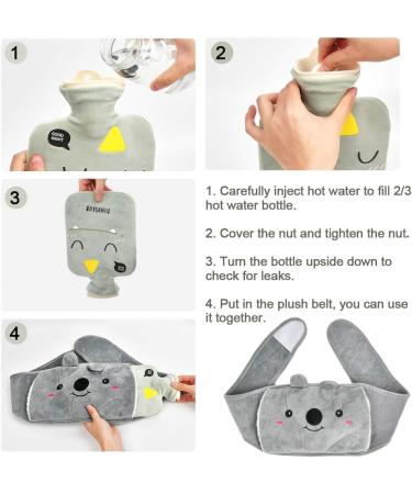 TimesetL Heat Bottle with Soft Plush Cover - Rubber Hot Water Bottle for Pain Relief | Gray Ideal for Belly Back & Legs - Buy Online on GoSupps.com
