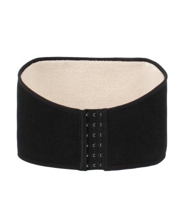Unisex Warm Soft Plush Waist Warmer Kidney Binder Supports Stretchy Thermal Waistband Stomach Warming Protector Wrap XXL Black