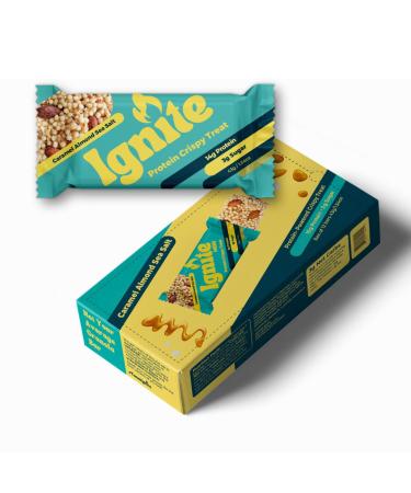 Ignite Bars High Protein Snacks Low Sugar Protein Snacks Healthy Snacks for Adults & Kids Fiber Bar Crispy Treats Gluten Free Paleo & Individually Wrapped Power Boost Caramel Protein Bars