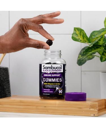 Sambucol Black Elderberry Gummies with Vitamin C & Zinc - Immune Support with High Antioxidants | Gluten Free & Vegan Elderberry Gummies for Adults - 90 Count - Buy Online on GoSupps.com