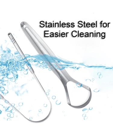 SHUBEIUMI Stainless Steel Tongue Scraper Set - 2Pcs | Metal Tongue Cleaner for Adults | U Shape, Reusable Cleaning Kit for Fresh Breath - Buy Online on GoSupps.com