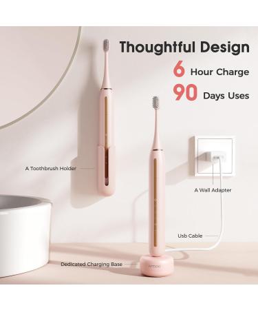 JIMOK Sonic Electric Toothbrush for Adults - Pink 3 Dupont & 3 Toray Brush Heads 90 Days Use 5 Modes Extra Brush & Wall Adapter - Shop Internationally - Buy Online on GoSupps.com