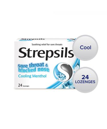 Strepsils Cool Menthol lozenges (4 boxes of 24 lozenges)