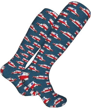 Ambulance EMS Compression Socks for Men & Women | 15-20 mmHg Circulation Support for Running & Cycling - Dark Blue Star of Life Design - Buy Online on GoSupps.com