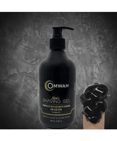 OMWAH Men Charcoal Shaving Gel - Activated Charcoal & Aloe Vera - 16.9 oz - Professional Barber Use - Buy Online on GoSupps.com