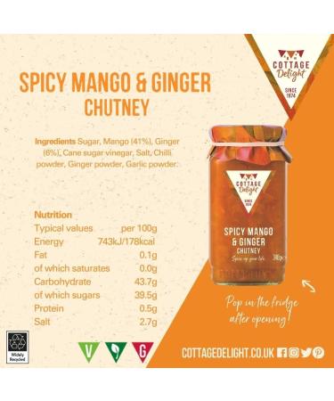 Cottage Delight Spicy Mango & Ginger Chutney 340g - Exotic Flavor for Every Dish - Buy Online on GoSupps.com