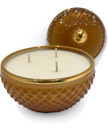 BRIGANTI Cinnamon Chai Latte Amber Glass Jar Candle - Highly Scented 3 Wick Candle for Home Aromatherapy | 12oz Decorative Fall Fragrance - Buy Online on GoSupps.com