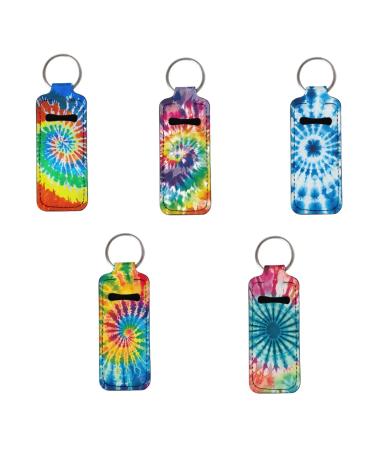 Neoprene Chapstick Holder Keychain Lip Blam Holder for Women Tie Dye Printed - Multi