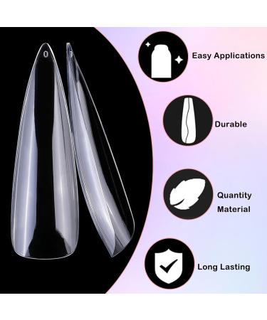 LoveOurHome 240pc Long Stiletto Nail Tips - XL Clear Acrylic False Nails for DIY Manicure | Pointy Full Cover Nail Art | Perfect for Women & Girls - Buy Online on GoSupps.com