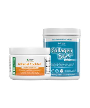 Jigsaw Health Bundle | Adrenal Cocktail 60 Servings (Jar) and Collagen Boost 30 Servings (Jar)
