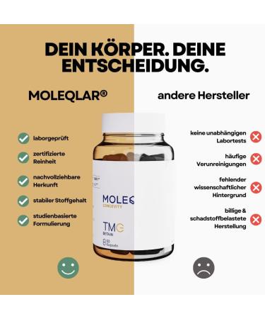 Moleqlar TMG Betaine Capsules - 60 Vegan Premium 500mg - High-Purity Trimethylglycine - Made in Europe - International Shipping Available - Buy Online on GoSupps.com