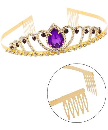 Baroque Tiara Crown for Girls | Princess Birthday Prom Accessory in Gold Purple - Buy Online on GoSupps.com