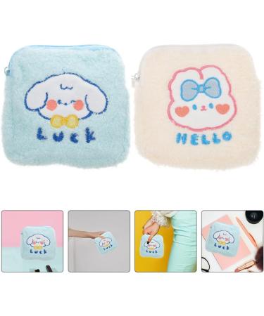 Healifty Sanitary Napkin Storage Bag 2pcs Plush Menstrual Pad Makeup Coin Travel Organizer - Buy Online on GoSupps.com