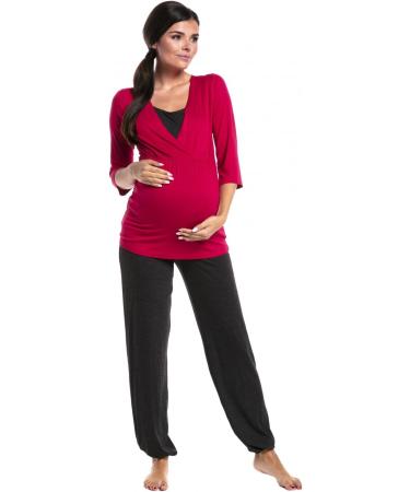 Zeta Ville Maternity Breastfeeding Pyjamas - Raspberry & Graphite - Size 8 - Buy Online on GoSupps.com