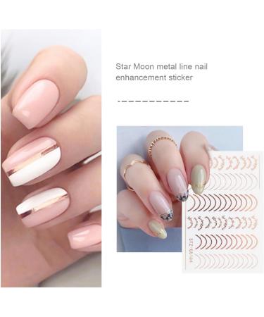 Be In Your Mind 8 Sheets Nail Art Stickers Decals Self-Adhesive Metallic Line Curve Stripe Moon Star Clould Love Heart Patterns DIY Nail Decoration Supplies for Home Use and Nail Salon - Buy Online on GoSupps.com