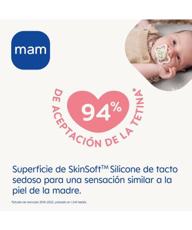 MAM Pacifier with Ventilated Shield - Glow in the Dark Silicone 16+ Months Self-Sterilizing Box Extra Thin & Flexible - Neutral Matt Pack of 2 - Buy Online on GoSupps.com