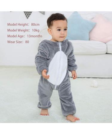 COOKY.D Baby Hooded Rompers | Winter Flannel Jumpsuit Pajamas 18-24 Months Koala | 2-36 Months - Buy Online on GoSupps.com