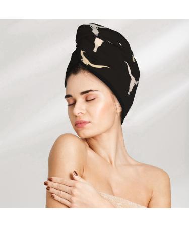 Super Absorbent Cow Skulls Microfiber Hair Towel | Quick Dry Coral Velvet Wrap for Long Curly Thick Hair - Buy Online on GoSupps.com