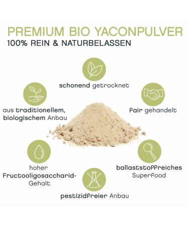 Buy Bio Yacon Root Powder - Superfood & Natural Fiber Sugar Replacement - 200g Premium Quality - Buy Online on GoSupps.com