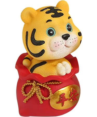 Hoement 4 pcs year of the tiger bobble head ornament zodiac tiger statue tiger miniature feng shui chinese zodiac figurines desktop office desk decor Home Adornment modeling top hat resin Redx4pcs 6X6X9.5CMx4pcs - Buy Online on GoSupps.com