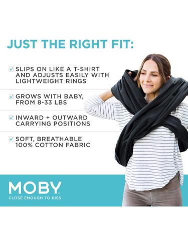Moby Fit Baby Carrier Wrap | Supportive Carrier and Wrap for Newborns to Toddlers | Ergonomic Design for Parents and Caregivers | Holds Babies up to 33 lbs | Black - Buy Online on GoSupps.com