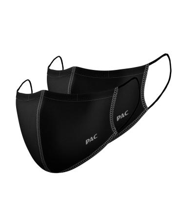 P.A.C.Lightweight 2 Pack Premium Community mask mouth and nose mask makeshift mask super thin everyday mask washable up to 90 simply raise oeko-tex 100 reusable 2 pieces (1 Pack) Total black + total black
