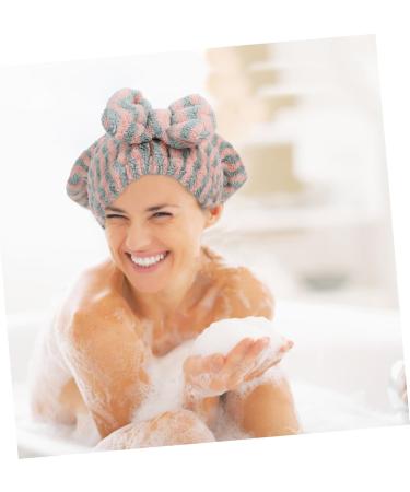 1Pc Striped dry hair cap absorbent head wrap bandanas for women head wraps for women hat for women headbands for girls Bath Caps Miss take a bath fiber dry shower cap As Shown 28x25cm - Buy Online on GoSupps.com