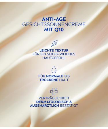 Nivea Sun UV Face Anti-Aging Sunscreen Q10 SPF 30 - Moisturizing & UVA/UVB Protection (2-Pack 50 ml each) - Best Facial Sunscreen for Wrinkle Defense - Buy Online on GoSupps.com