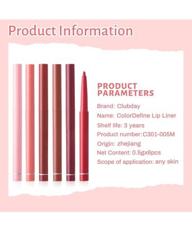  TocaFeank Matte Lip Pencil Makeup Lip Pencil | 6 Waterproof Lip Makeup Pencils | Matte Lipstick Smudge-Proof Lip Pencil Long-Lasting Lip Gloss - Buy Online on GoSupps.com